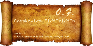 Oreskovics Flórián névjegykártya